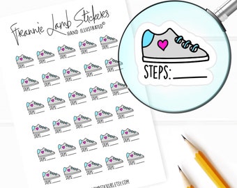 Step Tracker Stickers (1/2" each), Fitness Write-On Stickers for Calendars, Planners, Scrapbooks, Crafts and more
