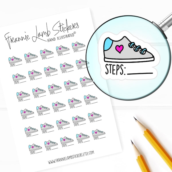 Step Tracker Stickers (1/2" each), Fitness Write-On Stickers for Calendars, Planners, Scrapbooks, Crafts and more
