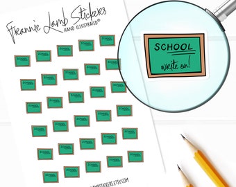 School Stickers (1/2" each), School Planner Stickers, Chalkboard Stickers for Calendars, Planners and more, Write-On Stickers