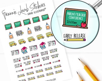 School Planner Stickers: Hand Illustrated Reminder Stickers (1/2")
