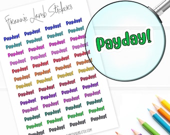 Payday-stickers/labels voor planners, kalenders en mappen, keuze uit helder mat of wit mat stickerpapier