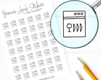 42 Clear Planner Stickers (1/2" each), Dish Washer Stickers, Chore and Cleaning Stickers for Planners and Calendars and more