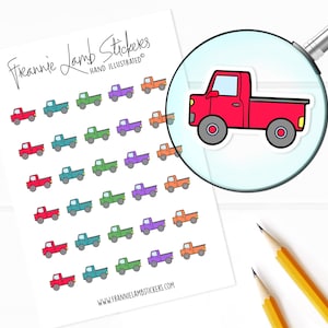 Adesivos de caminhões (1/2 "cada), adesivos de planejador, adesivos de caminhão para calendários, planejadores, álbuns de recortes, artesanato e muito mais
