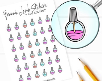Nailpolish Stickers (1/2" each), Manicure and Pedicure Stickers for Planners, Calendars and more