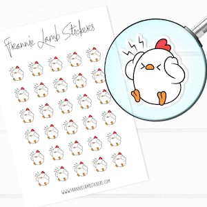 Adorable mauvaise journée, autocollants poulet mal de tête (1/2 po. chacun), autocollants pour agenda, autocollants personnages mignons pour calendriers, albums de coupures, travaux manuels, etc.