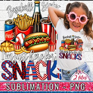 Baseball Sister PNG: Game Day Snacks Sublimation Design (2 Files)
