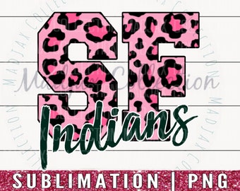 Leopard Print PNG File, Sublimation, Team Indians, Animal Print, Heat Transfer Print, Mascot, Mom Spirit Shirt, Teacher Gift, Commercial Use