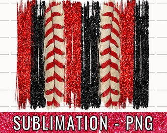 Baseball Stitches Brush Stroke Design, Sublimation PNG File, Team Colors, Baseball Background Clipart, Red & Black Baseball PNG, Sports Mom