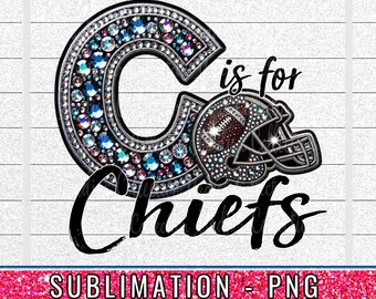 Chiefs Football Helmet Faux Rhinestone PNG: Sublimation Clipart (Digital Download)