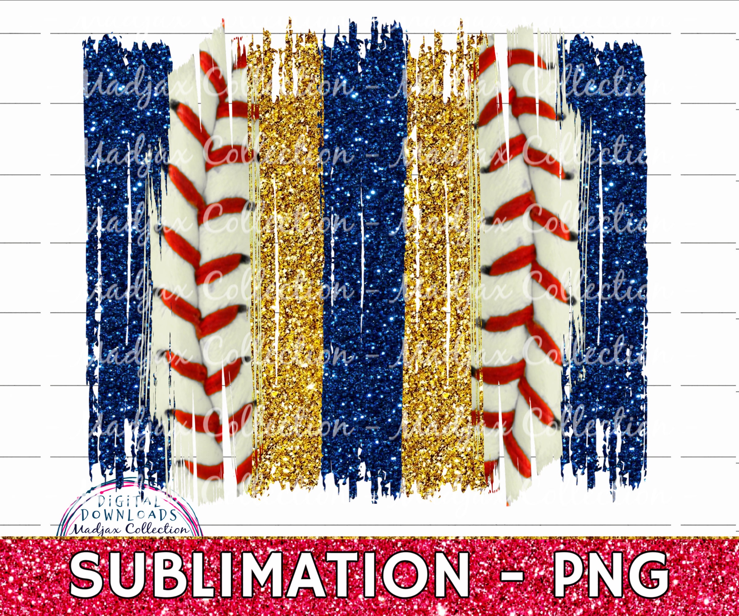 Baseball Brush Stroke Navy & Gold Red Baseball Stitches Etsy