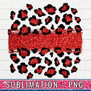 Red Leopard Square Sublimation, Background, Brush Stroke PNG, Animal Print Design, Glitter Brush Clipart, Paint Design, Commercial Use