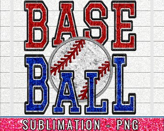 Faux Chenille Baseball PNG: Silver Sequins Sublimation Design (Digital Download)