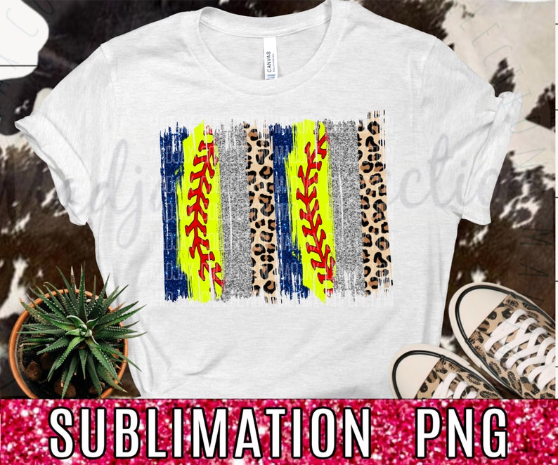 Softball Laces Background Digital Design Leopard Brush | Etsy