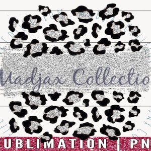 Leopard Sublimation, Silver & Black, Background, Brush Stroke PNG, Animal Print Design, Glitter Brush Clipart, Paint Design, Commercial Use