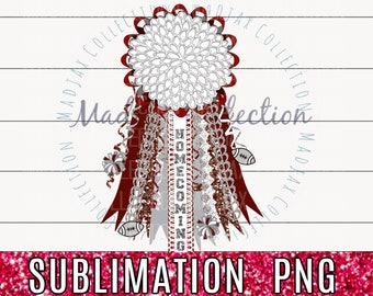 Senior Homecoming Mum, White Maroon & Silver, Spirit PNG, Sublimation, Texas Mum, Team Colors, Printable, Football Mum, Cheerleader, Dance