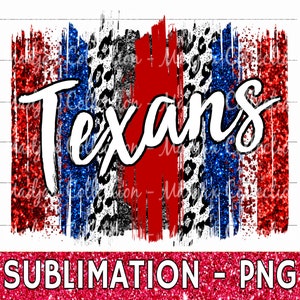 Texans Brush Stroke Design, PNG File, Sublimation Print, Team Colors Red & Blue, Leopard Print, Cute Heat Transfer Design, Direct to Garment