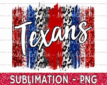 Texans Brush Stroke PNG: Red & Blue Leopard Print (Digital Download)