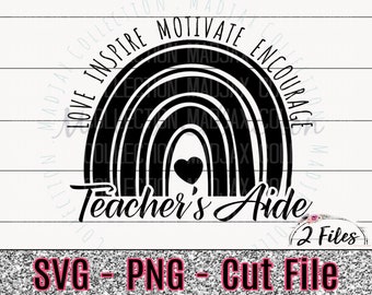 Diseño arcoíris, Asistente de profesores, SVG, PNG, Archivo cortado, Diseño de transferencia de calor, Descarga instantánea, Descarga digital