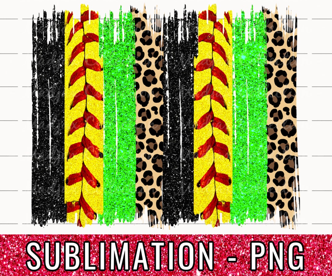 Softball Brush Stroke PNG, Leopard Brush Stroke, Sublimation Design