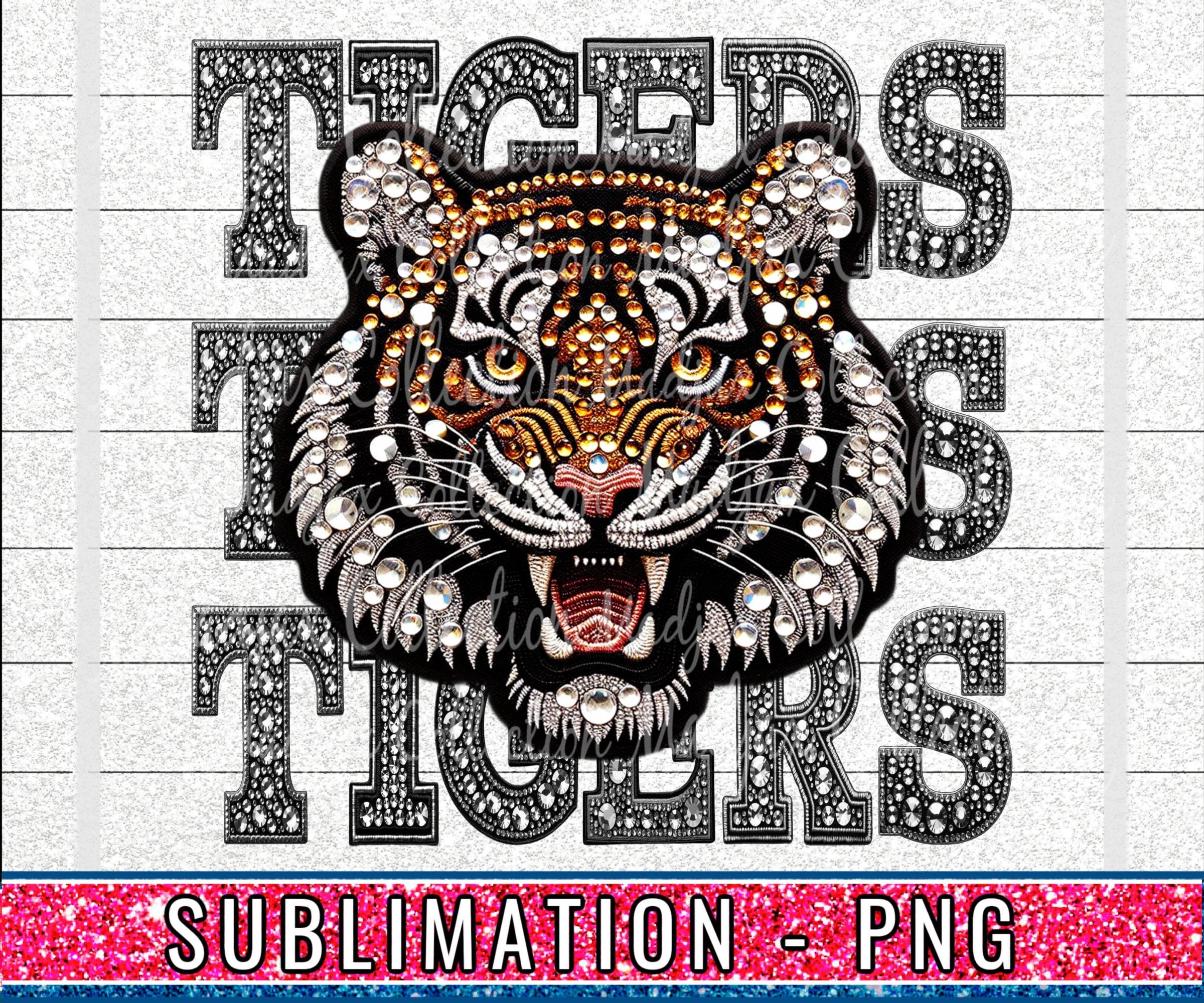 Tigers Rhinestone Design Tigers Faux Rhinestone PNG: Sublimation Design (digital Download) - Etsy