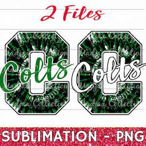 Colts Varsity Letter C: Green & Black Tie Dye PNG (Digital File)