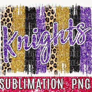 Team Knights Sublimation Design: Purple, Gold, Leopard (PNG Digital Download)