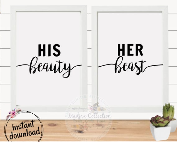 His Beauty Her Beast Printable Art Home Printable | Etsy