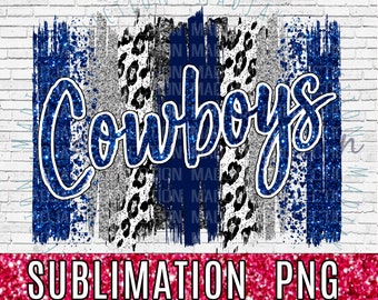 Highschool Cowboys Brush Stroke Design, Sublimation PNG  Leopard, Floating Glitter, Pee Wee Football, Paint Stroke, Team Colors Navy Blue