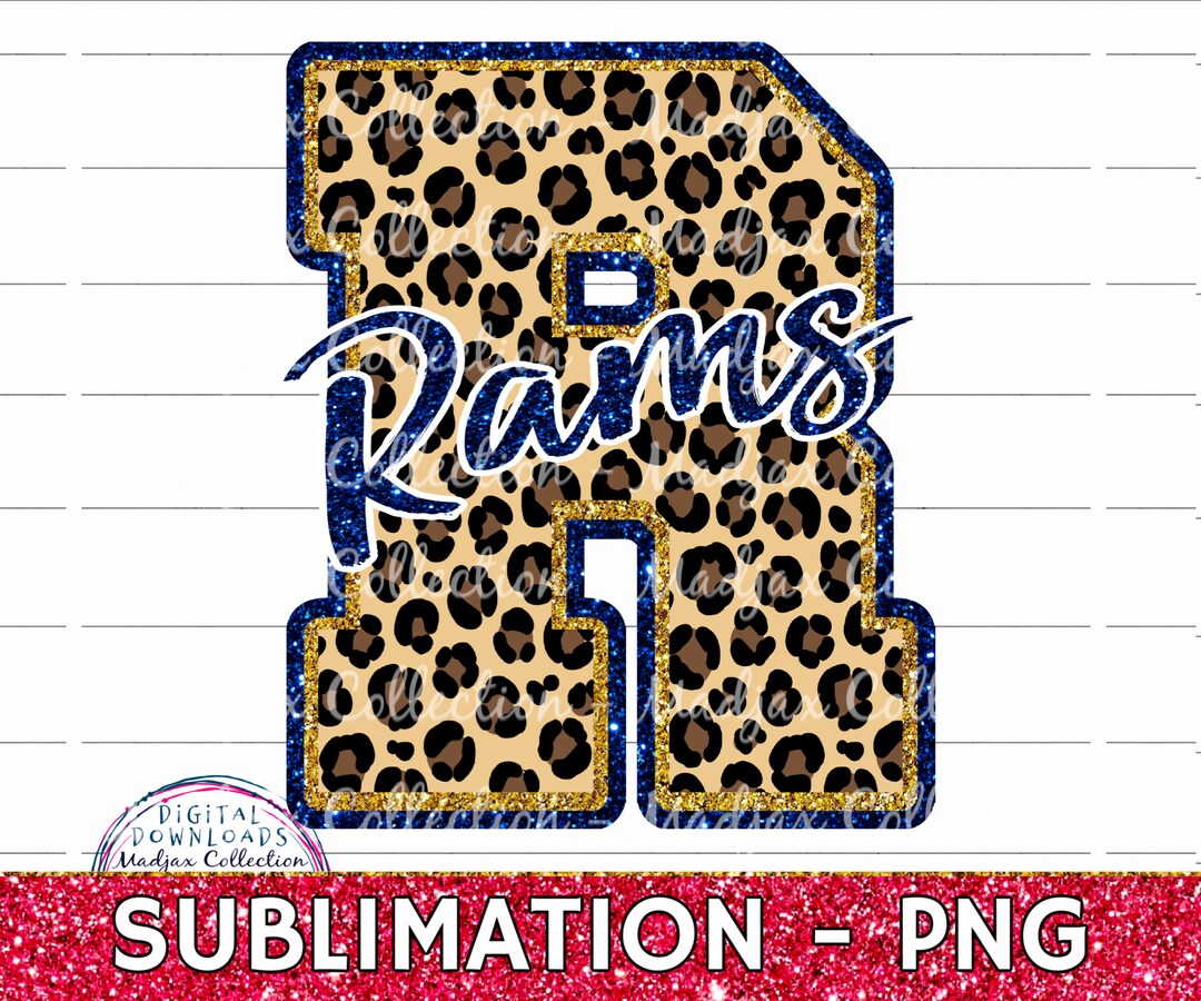 Team Rams, Varsity Letter R, Digital Design, Leopard, PNG, Sublimation ...