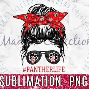 Jackson County Messy Bun, Sublimation PNG, Panther Life, Heat Transfer Design, Print & Cut, Sticker Decal, Messy Hair, Headband, Aviators,