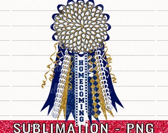 Navy & Gold White Mum, Homecoming Mum, Spirit Shirt PNG, Sublimation, Texas Mum, Team Colors, Printable, Football, School Design, Mum PNG