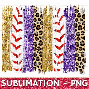 Pincelada de pontos de beisebol PNG: roxo, dourado, leopardo, glitter (download digital)