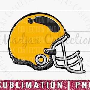Football Helmet, Yellow Gold, Sublimation PNG, Design Element, Clipart, Printable, Heat Transfer, Team Spirit, Peewee, Commercial Use