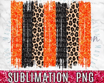 Orange & Black Leopard Brushstroke, PNG Sublimation, Brush Stroke Background, Cute Mom Shirt, Team Colors, Paint Clipart, Heat Transfer File