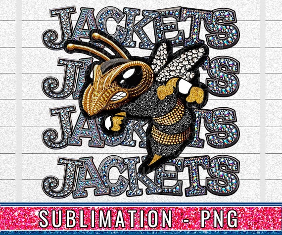Yellow Jackets Mascot Faux Rhinestone PNG: Sublimation Design (Digital Download)