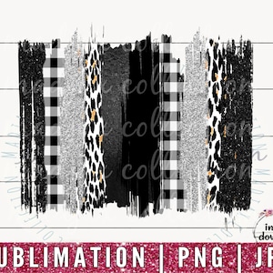 Glitter prateado, pincelada preta e branca PNG | Sublimação | Projeto | Xadrez de búfalo | Impressão de chita | Clipart de pincel | Desenho de pintura JPG