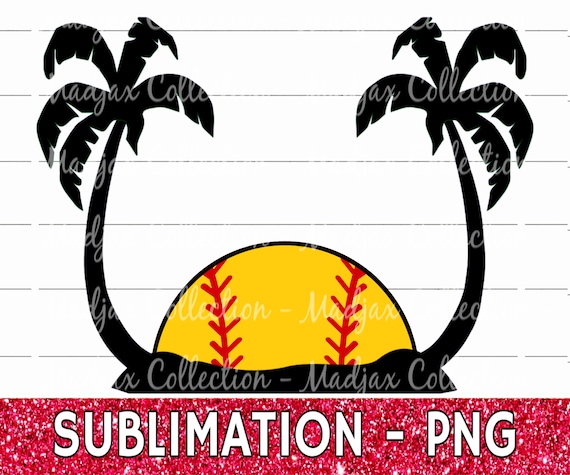 Palm Trees and Softball, PNG Digital Download, Sublimation Print, Softball Tournament, Softball Life, Clipart Design, Unisex Softball Design
