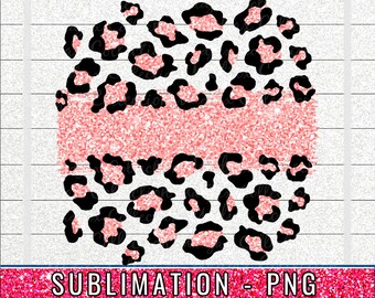 Pink Leopard Print, Glitter Brush Stroke, PNG Sublimation (Digital Download)