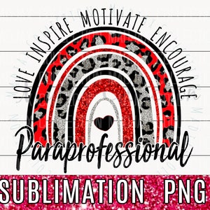 Red, Black & Silver Rainbow PNG, Sublimation, Paraprofessional Design, Leopard Print, Rainbow Clipart, Glitter, Cute