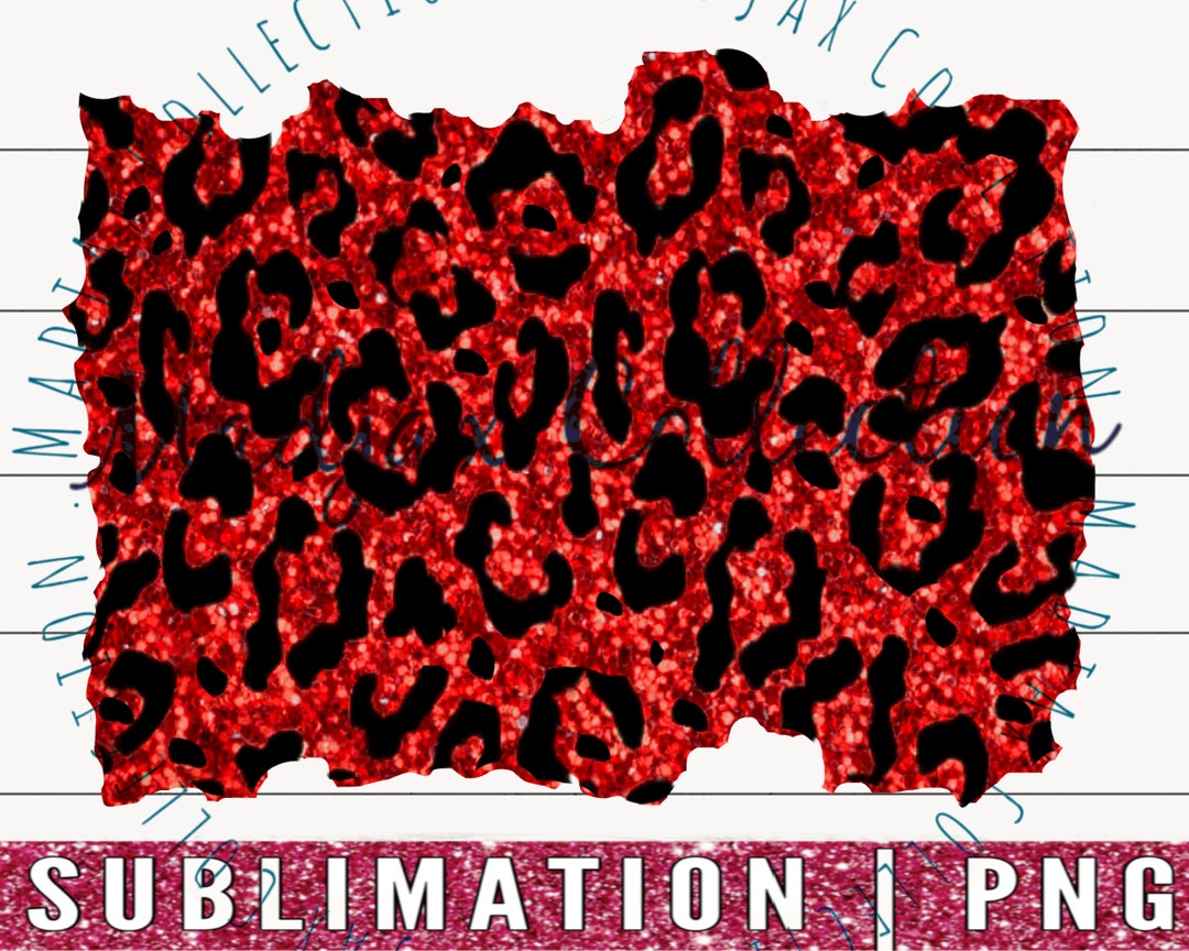 Red and Black Leopard PNG Sublimation Background Glitter Etsy