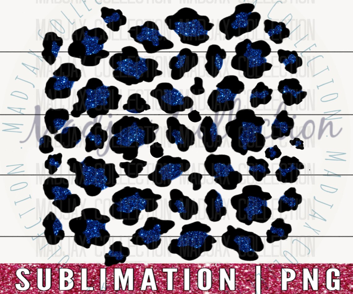 Navy Leopard Print PNG File Sublimation Design Background Etsy