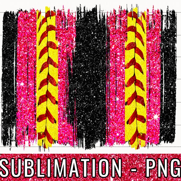 Softball Brush Stroke PNG, Hot Pink &  Black, Sublimation Design, Girls Softball Shirt Design, Game Day PNG, Background Layer, Girls TBall