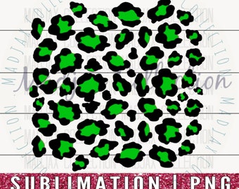 Green Leopard Print PNG File, Sublimation Design, Background, Animal Print, Clipart, Printable Decor, Commercial Use
