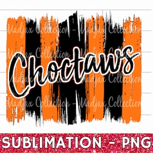 Choctaws PNG: Orange & Black Brush Stroke Design (Digital Download)