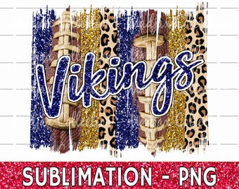 Vikings Football PNG: Navy, Gold, Leopard Print (Digital Download)