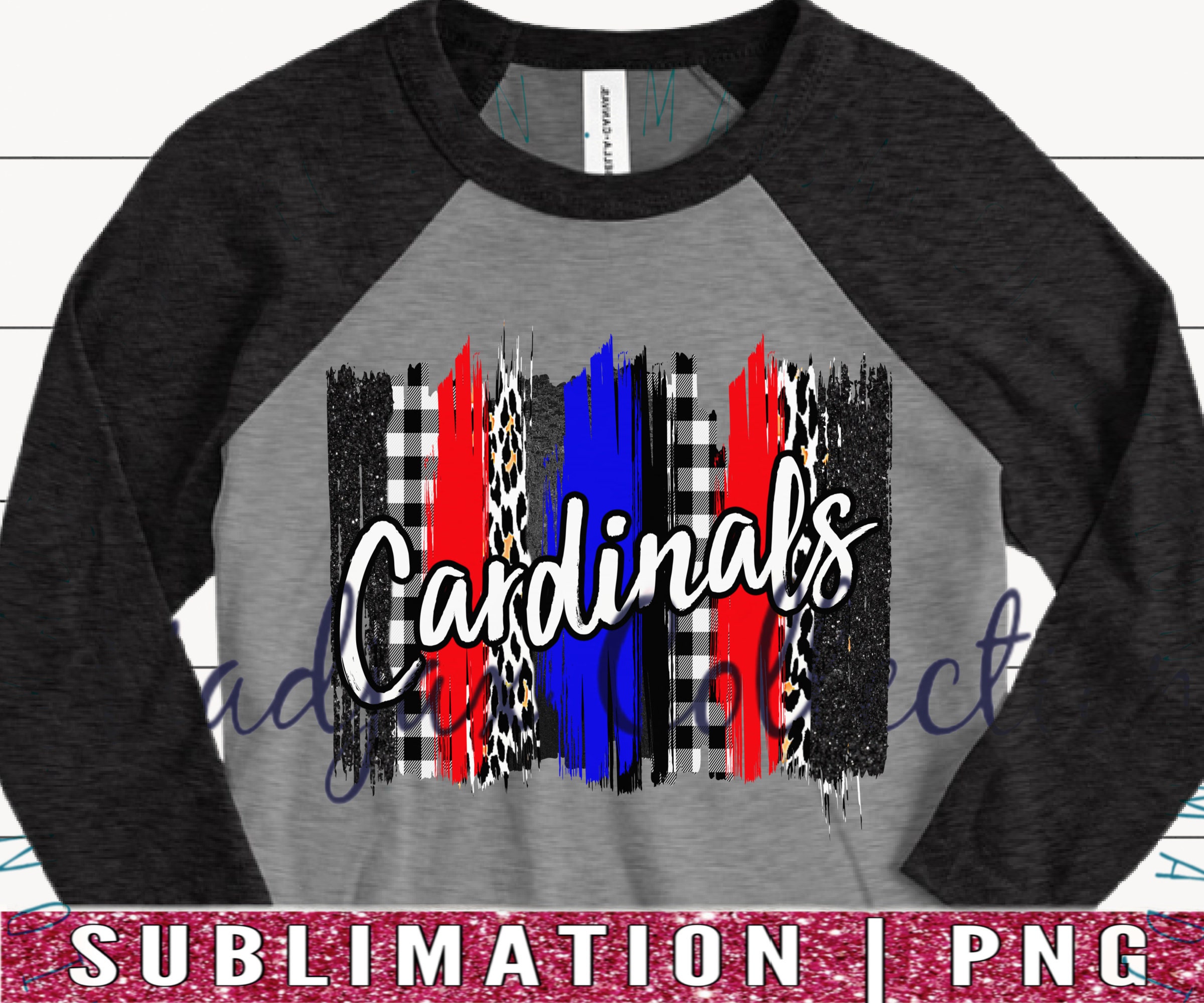 Cardinals Spirit Shirt Design | Red white and blue Brush Strokes | Plaid |  Cheetah Print | Cardinals Football | Team Shirt Sublimation