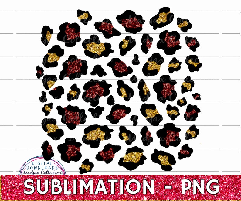 Maroon & Gold Leopard Print PNG File: Sublimation Design (digital ...
