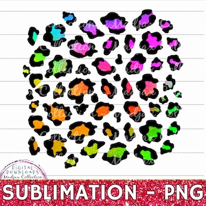 Bright Foil Leopard Print Square, Sublimation, PNG File, Pink Yellow Green, Background, Digital Design, Clipart, Heat Transfer Printable