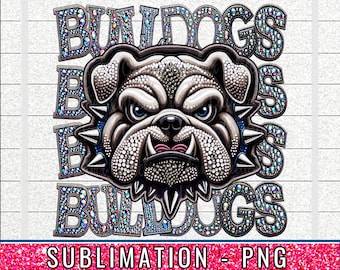 Bulldogs Faux Rhinestone PNG: Mascot Spirit Shirt Design (Digital Download)