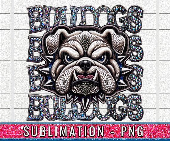 Bulldogs Faux Rhinestone PNG: Mascot Spirit Shirt Design (Digital Download)